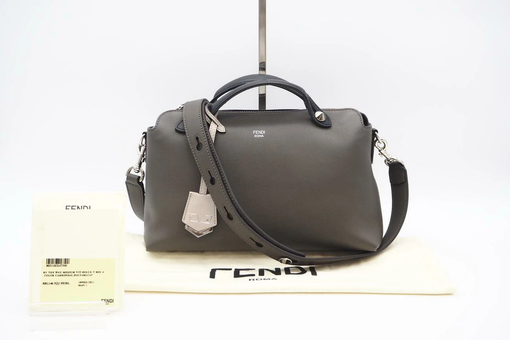 Fendi By The Way Bag shoulder Brown Black Gray Calf Leather